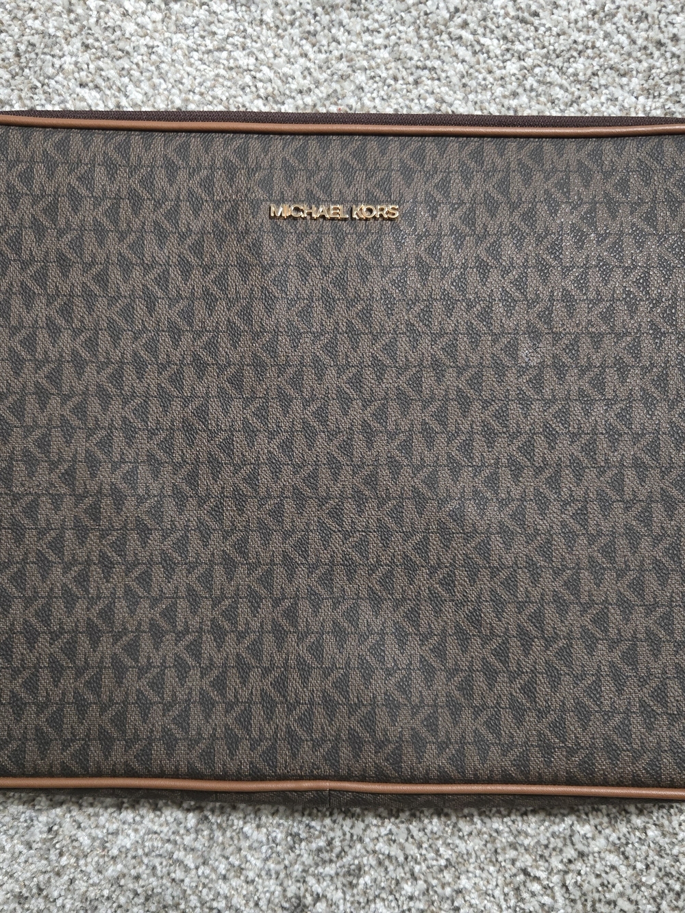 Michael Kors Unisex Brown Logo-Print Laptop Carrying Case